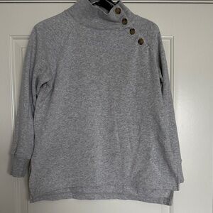 J. Crew Heather Gray mock Turtleneck Sweater with Button Detail